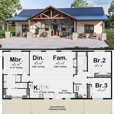 the floor plan for this ranch house is very large and has an open living area