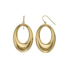 Complete your look with these bold 14k gold vermeil open work oval drop earrings. Click on this JEWELRY & WATCHES GUIDE to learn about fit, styles, materials and more! Complete your look with these bold 14k gold vermeil open work oval drop earrings. Click on this JEWELRY & WATCHES GUIDE to learn about fit, styles, materials and more! FEATURES Length: 45 mm x 30 mm Backings: wire Metal: sterling silver Plating: sterling silver Finish: polished Nickel free Size: One Size. Color: Gold Tone. Gender: Modern Earrings With Polished Oval Link, Modern Oval Link Earrings With Polished Finish, Modern Oval Earrings With Ear Wire, Timeless Oval Earrings With Shiny Finish, Yellow Gold Oblong Earrings, Oval Earrings With Shiny Finish As Gift, Oval Earrings With Shiny Finish For Formal Occasions, Oval Earrings With Shiny Finish For Formal Events, Elegant Oval Hoop Earrings With Shiny Finish