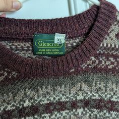 Xl Wool Sweater In Excellent Condition, Hardly Worn. No Snags Or Stains. Sweater Reference, Vintage Knit Sweater, Aesthetic Board, Grandpa Sweater, Sweaters Crewneck, Vintage Knitting, Red Brown, Wool Sweater, Wool Sweaters