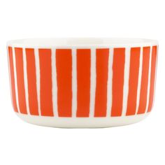 an orange and white striped bowl