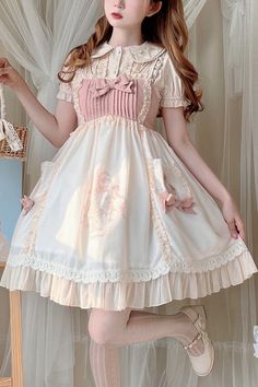 SKU: LIN01660 Fabric: Polyester Cotton Style types: Sweet Lolita Season: Spring, Summer, Autumn, Winter Notice: Any of the accessory is not included. Size(IN) Bust Waist Dress Length S 32.68-35.43 27.95-31.50 33.86 M 34.25-37.01 29.53-33.07 34.65 L 35.83-38.58 31.10-34.65 35.43 Kawaii Winter Outfits, Mystical Goddess, Core Fashion, Style Types, Spring Summer Autumn Winter, Prom Dresses Vintage, Sweet Lolita, J Fashion, Cute Bear