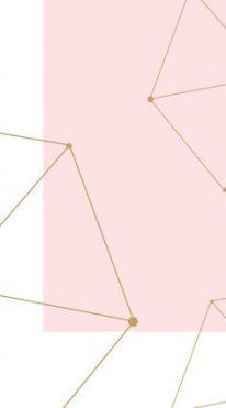 an abstract pink and gold background with lines, dots and circles in the shape of triangles