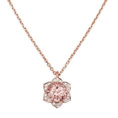 Lily Morganite & Diamonds Flower Pendant Necklace  #sillyshiny #jewelry #diamond #unique #gold #uniquerings #engagement #sillyshinydiamonds #rings Tiffany Pendant, Morganite Necklace, Beautiful Diamond Necklace, Morganite Pendant, Diamond Flower Pendant, Pendant Necklace Vintage, Chain Diamond, Unique Pendant Necklace, Rose Gold Morganite