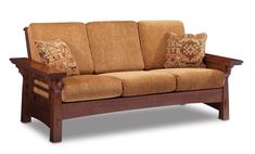 Makayla Sofa in your choice of wood and finish Cleaning Upholstered Furniture, Sofa Design Wood, Rustic Living Room Furniture, Wooden Sofa Set Designs, Wooden Sofa Designs, Wooden Sofa Set, Sofa Set Designs, Furniture Design Living Room, Amish Furniture