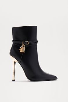 Available In Black And Cream. Booties Hardware Detail Pointed Toe 4.5" Ultra High Heel Imported | Jagger Hardware Booties in Black size 8.5 by Fashion Nova Fancy Shoes, Black And Cream, Black Booties, High Heel, Black Fashion, Fashion Nova, Bootie Boots, Shoe Boots, High Heels