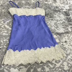 Very Sexy Summer Dress. Blue Camisole Dress With Lace Trim, Elegant Blue Camisole Dress, Blue Mini Dress With Spaghetti Straps And Lace Trim, Blue Mini Dress With Lace Trim For Night Out, Dresses Beautiful, Vintage Slips, Blue Silk, Free People Dresses, Free People Dress