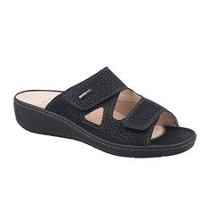 Fidelio Linz Slide Sandal (Women) - Black Licenze Sandals - Slide - The Heel Shoe Fitters Sandal Women, Velcro Straps, Slide Sandals, Womens Sandals, Leather Upper, Sandals, Leather, Black, Linz