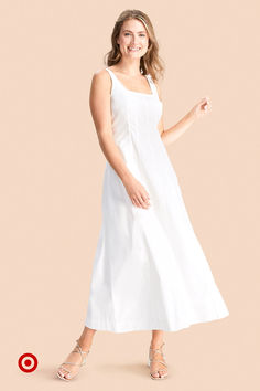 Make the transition from summer to fall effortless in this cute ballet dress. The silhouette is oh-so-elegant, it's the perfect building block for casual or romantic looks—girls' day out or date night. Airy Spring Midi Dress For Daywear, Breezy Knee-length Midi Dress For Daywear, Classic Summer Maxi Dress With Fitted Bodice, Elegant White Midi Dress With Relaxed Fit, Elegant White Relaxed Fit Midi Dress, Classic Maxi Dress For Summer, Chic Solid Dress For Everyday, Elegant White Relaxed Fit Maxi Dress, Elegant Mid-length Dress With Relaxed Fit