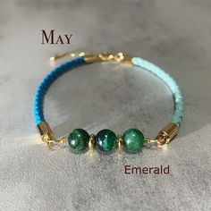 All bracelets are handmade and designed by us. In our store you will find high quality jewelry and in a reasonable price. -Bracelet Description- Emerald, the birthstone for May, is associated with growth, harmony, and wisdom. It is believed to symbolize love for those born in this month. All crystal beads in our store are natural and in high grade.  As we always looking for making our design something different from others, for this bracelet we use real soft leather cord with two different ways Handmade Spiritual Leather Bracelet With Round Beads, Adjustable Leather Bracelet With Round Beads As Gift, Adjustable Leather Bracelet With Round Beads For Gift, Handmade Leather Friendship Bracelet, Handmade Jade Beaded Bracelets As Gifts, Natural Stones Leather Bracelet Gift, Handmade Turquoise Leather Bracelet Gift, Handmade Turquoise Leather Bracelet For Gift, Adjustable Birthstone Beaded Bracelets For Friendship