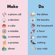 two posters with words that say make and do