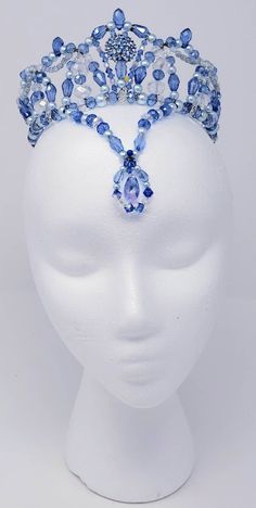 Beautiful handmade beaded rhinestone ballet tiara. Created using pearls and crystals in delicate light blue, this tiara will be the perfect addition to any classical ballet costume. Ideal for Talisman, Raymonda, Medora, Bluebird/Princess Florine, Queen of the Dryads or Dulcinea variations, as well as many more.  All tiaras include matching horsehair for attaching to the hair. Please indicate if you would like brown or ivory horsehair.  If you are looking for something similar, but in a different color, please don't hesitate to contact me! I am happy to do custom orders. Ballet Tiaras, Tiara Headpieces, Ballet Costume, Queen Of, Swan Princess, Classical Ballet, Ballet Costumes, Costume Hats, Horse Hair