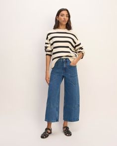 The Way-High® Gardener Cropped Jean Diamond Stone – Everlane Utilitarian Style, Utility Style, Work It, Diamond Stone, Cropped Jeans, Work Wear, High Rise, Organic Cotton, Stitching