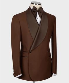 WIAOFELLAS - Men's Suits 2Pcs Set Jacket+Pants Classic Slim Fit Shawl Lapel Groom Wedding Tuxedo Blazer Formal Party Costume Homme\ If you like other colors ,please sed the color number to me Brown Long Sleeve Three-piece Suit For Formal Occasions, Groom's Long Sleeve Tuxedo Set, Formal Brown Suiting Fabric Set, Brown Formal Suiting Fabric Set, Brown Tuxedo With Suit Collar For Semi-formal Occasions, Brown Tuxedo Suit For Groom, Semi-formal Brown Tuxedo With Suit Collar, Semi-formal Brown Tuxedo In Suiting Fabric, Brown Semi-formal Tuxedo With Suit Collar