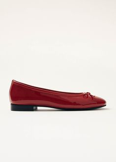 Oriana Onix Red Leather Ballet Flats | ALOHAS Red Leather Ballet Flats, Patent Ballet Flats, Red Ballet Flats, Holiday Dressing, Headphone Accessories, Vegan Boots, Sustainable Leather, Fall 24, Red Pumps