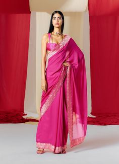 Ekaya-Pink Georgette Sari With Unstitched Blouse-INDIASPOPUP.COM Elegant Resham Embroidered Georgette Pre-draped Saree, Elegant Georgette Pre-draped Saree With Zari Work, Elegant Georgette Pre-draped Saree With Resham Embroidery, Elegant Pre-draped Saree With Sheer Dupatta In Georgette, Elegant Pre-draped Georgette Saree With Sheer Dupatta, Elegant Georgette Saree With Sheer Dupatta, Elegant Pre-draped Georgette Saree With Zari Work, Elegant Pink Saree With Zari Work, Elegant Designer Georgette Pre-draped Saree