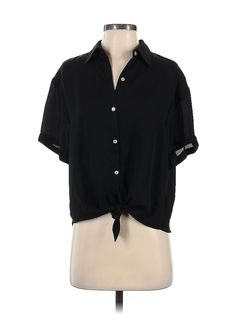 Shinestar Short Sleeve Blouse Size: Small Tops - used. 100% POLYESTER | Shinestar Short Sleeve Blouse: Black Tops - Size Small Black V-neck Rayon Blouse, Black Short Sleeve Rayon Top, Black Rayon Short Sleeve Tops, Black Rayon V-neck Blouse, Black Casual Rayon Tops, Casual Black Rayon Tops, Black Rayon Summer Blouse, Black Rayon Blouse For Summer, Black Rayon Blouse For Workwear