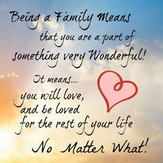 a quote on being a family means that you are part of something very wonderful it means you will love and be loved for the rest of your life