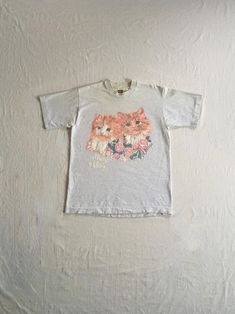 vintage 1990s t-shirt Fruit Of The Loom 'heavy cotton' heather grey single stitch kitty cats on front in pastel phrase, Always A lady good vintage condition, light wear- light stains, inc. collar-see photos label size M, see below measures, lying flat, shoulder-17" chest-19 1/2" sleeve-7 3/4" length-26 1/2" Kitsch Cat, Uber Eats, Vintage Kitsch, Cat Tee, Kitty Cats, Cat T, A Lady, Grey Cotton, Cat Tshirt