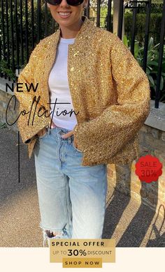 Golden Times Sequin Pocket Relaxed Jacket