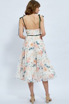 MissJophiel Straps V Neck Floral Chiffon Midi Formal Dress Midi Formal Dress, Dream Dresses, As Pictures, Floral Chiffon, Tea Length, Strap Dress, Above Knee, Dream Dress, Formal Dress