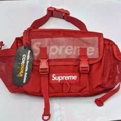 Deadstock. Supreme Waist Bag. Dark Red. Ss20. Smoke Free And Pet Free Home. Red Bag With Pockets For Everyday Use, Red Bags With Pockets For Everyday Use, Red Everyday Bag With Pockets, Red Rectangular Belt Bag For Travel, Functional Red Rectangular Bags, Red Travel Pouch Belt Bag, Functional Red Pouch Bag, Red Pouch Belt Bag For Travel, Red Mobile Phone Travel Pouch