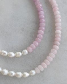 All things sweet & pearl! Choose from two gorgeous hues of pink and purple jade beads, split with real, freshwater pearls. Adjustable 15-17in. Finished off with 14K gold filled materials. Nickel and lead free. Pink Pearl Necklace With Natural Round Beads, Pink Pearl Necklace With Round Beads, Pink Pearl Jewelry With Natural Stones, Pink Pearl Necklace With Round Natural Stones, Pink Beaded Necklaces With Pearl Charm, Pink Pearl Chain Beaded Necklaces With Round Beads, Pink Pearl Chain Beaded Necklace With Round Beads, Pink Pearl Chain Necklace With Round Beads, Pink Dainty Pearl Chain Necklace