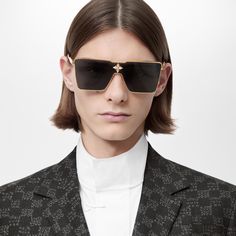 LOUIS VUITTON® - Cyclone Metal Sunglasses - Gold Elegant Aviator Shield Sunglasses With Gradient Lenses, Luxury Business Sunglasses With Square Frame, Luxury Square Frame Sunglasses For Business, Luxury Square Frame Business Sunglasses, Luxury Shield Sunglasses With Uv Protection, Classic Shield Sunglasses With Gradient Lenses For Formal Wear, Luxury Shield Sunglasses With Uva Protection For Formal Occasions, Classic Shield Sunglasses With Gradient Lenses For Formal Occasions, Designer Shield Sunglasses With Tinted Lenses For Formal Occasions