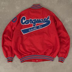 Men's Vintage 1980s Carquest Nylon Bomber Jacket  + Damage: Minor Mark To Front  + Tag: Butwin  + Made In USA  + Outer Material: Nylon / Lining Material: Nylon  + Colour: Red  + Size Label States: Missing  + Recommended Size: Large  + Measurements (Inches): Pit To Pit = 26, Body Length = 26  Please note that all vintage items have been previously worn, and may show some signs of previous wear. However, any significant damage will be photographed and/or stated in the items listing. Please note th Size Label, Colour Red, Vintage Men, Made In Usa, Mens Jackets, Bomber Jacket, Vintage Items, Bathing Beauties, Jackets & Coats