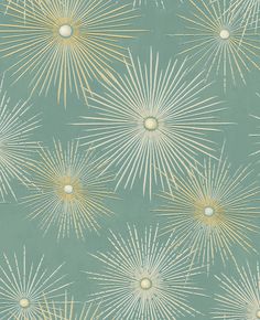 Sample Starburst Geo Prepasted Wallpaper in Teal/Gold by Seabrook Bedding Trends, Gold Starburst, Drops Patterns, Teal Wallpaper, Decor Pillows, Smooth Walls, Paper Wallpaper, Teal And Gold, Modern Wallpaper