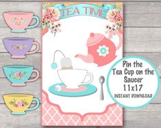 tea party printables for the tea cup on the saucer 1x7