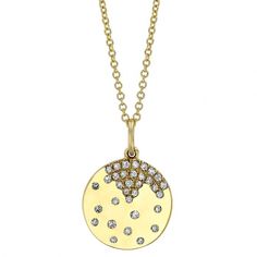 Diamond Flush Set Scatter Disc Pendant in Yellow Gold, 18" | Borsheims Flush Setting, Plastic Ring, Disc Pendant, Silver Box, Ring Sizer, Diamond Shapes, Round Diamonds, Sale Items, Gold Diamond