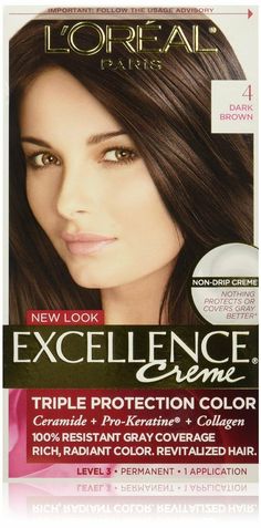 L'oreal Excellence 4 Dark Brown Features: Triple protection permanent hair color that revitalizes and protects hair from the inside and out The richest colors provide radiant color to revitalize hair 100% long-lasting gray coverage compared to each leading competitor's top selling brand ABC NO : 10045554 Froo www.froo.com | Froo Cross Sell, Free Cross Sell, Cross promote, eBay Marketing, eBay listing Apps, eBay Apps, eBay Application Hair Dye Box, Hair Color Dark Brown, How To Dye Hair At Home, Organic Hair Color, Grey Hair Coverage, Best Hair Dye, Hair Color Remover, Hair Color Brands, Colour Remover