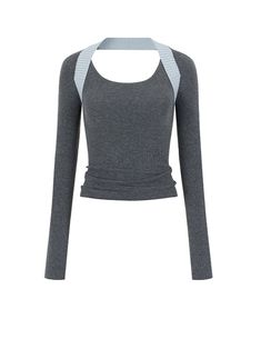 #color_gray High Stretch Gray Tops For Winter, High Stretch Gray Top For Winter, Stretch Ribbed Gray Tops, Modern Fitted Winter Tops, Sporty Stretch Knit Tops, Gray Stretch Knit Top For Spring, Modern Stretch Tops For Fall, Sporty Fitted Knit Tops, Sporty Knit Fitted Tops