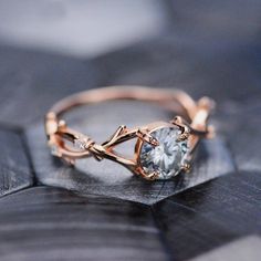 2 Carat Gray  Moissanite Leaf Engagement Ring. White Gold Floral Twig Ring خواتم خطوبة, Gray Moissanite, Fantasy Ring, Twig Engagement Ring, Twig Ring, Cute Engagement Rings, Leaf Engagement Ring, Floral Engagement Ring, Future Engagement Rings