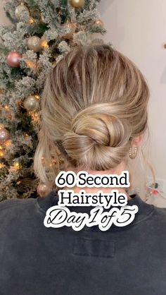 60 second hairstyle day 1 of 5! Sorry, no 30 days this time 😆this hairstyle is literally so cute and quick! Save and try!! - #holidayhair… | Instagram 60 Second Hairstyles, 30 Second Hairstyles, 5 Second Bun, Hairstyles For Day 2 Hair, Easy Low Bun Hairstyles, Busy Mom Hairstyles, Festival Hair Trends, Pinterest Dress, Second Day Hair