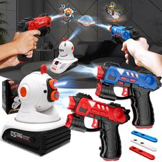 PRICES MAY VARY. Enhanced laser tag set with projector: Transform any indoor or outdoor space into an exciting laser tag arena with the upgraded laser tag gun set. Enjoy thrilling battles individually or as a team, with the added excitement of projection technology for a unique gaming experience. Perfect for boys aged 3 4 5 6. Multi-mode projection laser gaming - Experience the versatility of laser tag with various game modes. Indoor Laser shooting Game with Projection lets you project UFO/Dinos Laser Tag Arena, Laser Tag, Team Games, Shooting Games, Best Kids Toys, Activity Toys, Matching Games, Family Activities, Outdoor Fun