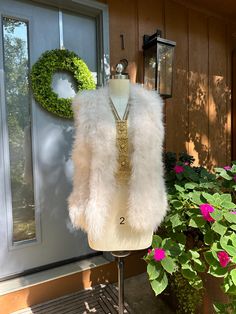 Thank You If You Favored One of My Items! You Will Receive 10% Off an Item of Your Choice, Unless It Is On Sale, Code17. Thank You. MARABOU PINK VEST/80's Vests/Feather Vests/Maribou Clothing/Vintage Vests/80's Vests/80's Clothing/Mint Condition Circa 80's MARABOU PINK VEST This is a Beautiful Circa 80's Marabou Feather Pale Pink Vest.  It is Fully Lined and is to be Worn Open.  There are no Closures.  This Would be Lovely Paired with a Dress, Skirt, or Jeans. What a FUN Accent Piece to Wear! Measurements - Bust - up to 38/40"                               Waist - 40+                                Hips - 42+                                This would best fit a Medium and a Large Size.   **The Judith Leiber Necklace shown is a Separate Featured Listing: https://www.etsy.com/listing/1810310 Vintage Vests, Feather Vest, Pink Vest, 80s Outfit, Vintage Vest, Clothing Vintage, Judith Leiber, Vest Outfits, Accent Pieces