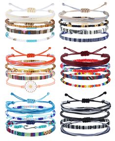 PRICES MAY VARY. 【Beach String Bracelet】Contains 24 pieces bohimian string bracelet anklets in different styles as shown in the picture.Incorporating various popular elements,enough to wear and share with your family or friends. 【Waterproof Bracelet Anklet】Made of a combination of wax and cords,featuring good water resistance.Not easy to fade. 【Adjustable Size】Come with a slip knot,easily put on and take off.Can be adjusted by to fit the size of your wrist and ankle, proper size for most women. Cheap Friendship Bracelets With Sliding Knot For Vacation, Tie A Knot For A Bracelet, Oho Bracelets, Best String For Bracelet Making, Bracelet With One String, Knots For Bracelets Adjustable, Billabong Jewelry, 2 String Bracelets, Para Cord Bracelets