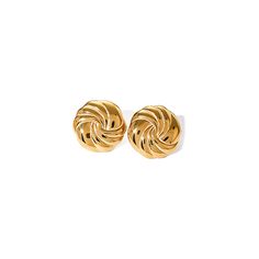 Solid Swirled Circular Stud Earring - Adina's Jewels Elegant Swirl Earrings For Gift, Elegant Swirl Earrings As Gift, Elegant Spiral Gold Plated Earrings, Spiral-shaped Yellow Gold-plated Earrings, Gold-plated Yellow Gold Spiral Earrings, Gold Plated Spiral Earrings In Yellow Gold, Yellow Gold Plated Spiral Earrings, Elegant Swirl Earrings, Modern Twist Tarnish Resistant Twisted Earrings