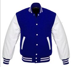 Royal Blue Wool&White Real Leather Arms Varsity Letterman College Bomber Jacket Varsity Letterman Baseball Bomber Black Wool and Genuine US Blue Hoodie Men, Varsity Letterman Jackets, Varsity Jacket Men, Baseball Varsity Jacket, Leather Sleeves, Letterman Jacket, Blue Hoodie, Leather Sleeve, Baseball Jacket