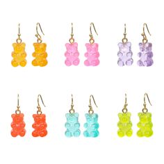 PRICES MAY VARY. 【Bear Earrings Set】You will get 6 pairs of cute gummy bear earrings, in 6 different colors, It will complete your look, A simple and cute style and bright color can easily make any outfit pop! 【Material and Hypoallergenic】These cute gummy bear earrings are made of high quality of acrylic, lightweight, durable, wear-resistant material. Does not corrode or tarnish easily, safe material, Comfortable and harmless to your body for long wear. Measures inches wide by inches high. The s Cute Gummy Bear, Gummy Bear Earrings, Funny Earrings, Bear Earrings, Gummy Bear, Earrings Cute, Bear Design, Delicate Details, Gummy Bears