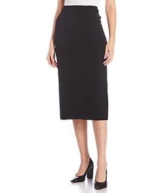 Below Knee Women's Work Skirts | DIllards Satin Pencil Skirt, Polished Casual, Knee Skirt, Midi Pencil Skirt, Work Skirts, Midi Skirt Pencil, Women Lifestyle, Stretch Crepe, Shoes Shop