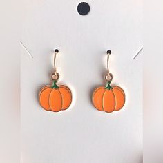 Don’t Miss Out On These Super Cute Earrings! Great For The Fall Season, From Halloween, To Thanksgiving. The Pumpkin Charms Are From Shein, But The Hooks Were Purchased From A Jewelry Makers Site And Are Made Out Of Gold-Plated Stainless Steel So I Believe They Should Be Hypoallergenic. Product Description: - Enamel/Metal Pumpkin Pendant - “Fish Hook” Style Earring With Rubber Backing - Lightweight - Brand New / Never Worn - The Pumpkin Itself Is Very Cute And Small, Only About Half An Inch Long Cute Halloween Accessories, Cute Fall Jewelry, Trendy Jewelry As Fall Season Gift, Trendy Fall Jewelry Gift, Pumpkin Accessories, Products Photoshoot, Fall Bracelets, Shein Jewelry, Fall Basket