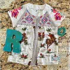 How Fun Is This Shirt?!! I’m In Love! Tts Underarm To Underarm. Material Is Not Stretchy. Small 20 1/2" Med Large Xl 22" 2x 23" Mom And Me Photos, Summer Jumpers, Retro Cowboy, Brindle Cowhide, Bubble Sleeve Top, Closet Needs, Fiesta Outfit, Cowboy Shirt, Matching Mom