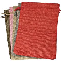 three pieces of red and brown fabric on white background