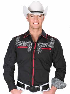 WESTERN SHIRT L/SLEEVE EL GENERAL SS15-MN17 55% COTTON 45% POLYESTER BLACK Jeans Western, Mens Western, Western Suits, Country Boys, Western Shirt, Western Shirts, Jean Shirts, Western Wear, Collar Shirts