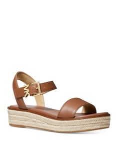 Michael Michael Kors Women's Richie Logo Buckle Espadrille Platform Sandals Brown Espadrilles, Platform Espadrille Sandals, Brown Wedge Sandals, Michael Kors Sandals, Espadrilles Platform, Platform Espadrilles, Cute Sandals, Espadrille Sandals, Platform Wedge Sandals