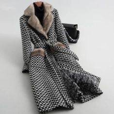 Wool Blends Coat Plaid Double Breasted · KoKo Fashion · Online Store Powered by Storenvy Long Fur Coat, Womens Tweed, Long Parka, Women Overcoat, Tweed Coat, Wool Blend Coat, Woolen Coat, Mink Fur, Warm Coat