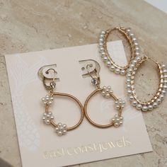 These Pearl beauties are the epitome of lightweight elegance and timeless style. These oval hoops are meticulously hand-wrapped with 4mm freshwater pearls, creating a stunning and sophisticated look. - 14k Gold Fill- Handwrapped- 4mm Freshwater Pearls Perfect for any occasion, these earrings add a touch of refined beauty to your collection, effortlessly enhancing your look. Elegant Pearl Wire Wrapped Hoop Earrings, Elegant Everyday Hoop Earrings, Hand Wrap, Fresh Water, Freshwater Pearls, Gold Filled, Timeless Fashion, Gold, Beauty