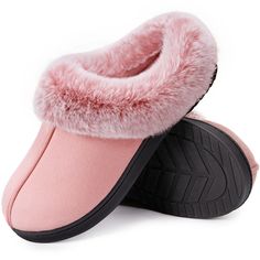 PRICES MAY VARY. SIZE TIPS & GUIDANCE: These slip on style slippers are padded with high-density memory foam for a cute and cozy wear and might feel snug at first - just give them a couple of days to break in and they should fit better. If you are between sizes(eg.5.5, 6.5, 7.5, 8.5, 9.5, 10.5, 11.5) or prefer to wear socks, please get half size up SOFT MICRO SUEDE UPPER enhances the comfort and warmth for your feet in cold winter, hand and machine washable. Classic slide with low heel style des Cozy Wear, Foam Slippers, Faux Fur Slides, Shape Of You, House Shoes, Faux Fur Collar, Fur Slides, Polar Fleece, Fur Collar